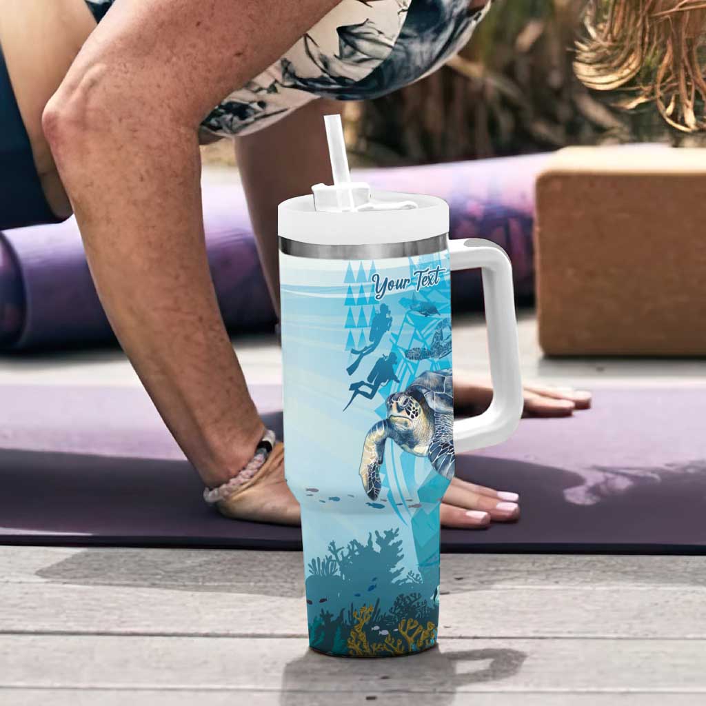 Personalized Snorkeling Hawaii Tumbler With Handle Ocean Lover Hawaiian Kakau Honu Turtle