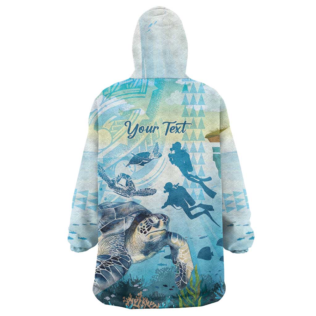 Personalized Snorkeling Hawaii Wearable Blanket Hoodie Ocean Lover Hawaiian Kakau Honu Turtle LT14 - Polynesian Pride