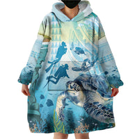 Personalized Snorkeling Hawaii Wearable Blanket Hoodie Ocean Lover Hawaiian Kakau Honu Turtle LT14 - Polynesian Pride