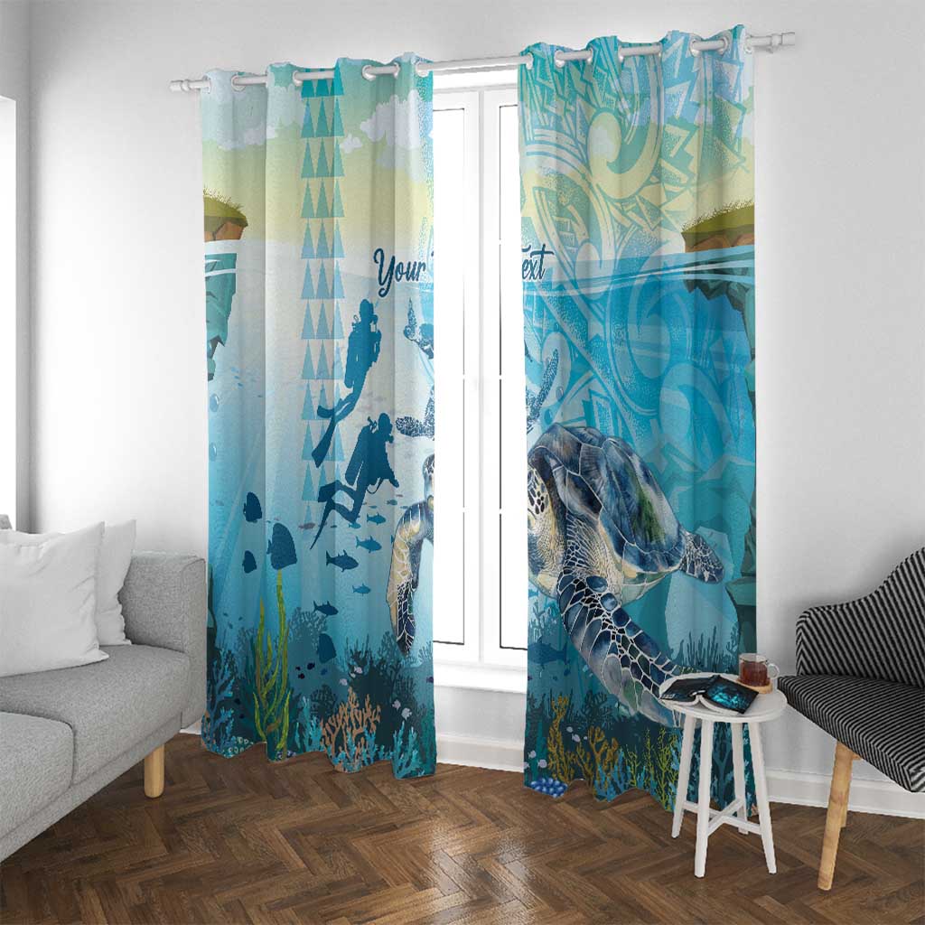 Personalized Snorkeling Hawaii Window Curtain Ocean Lover Hawaiian Kakau Honu Turtle LT14 With Grommets Cyan - Polynesian Pride