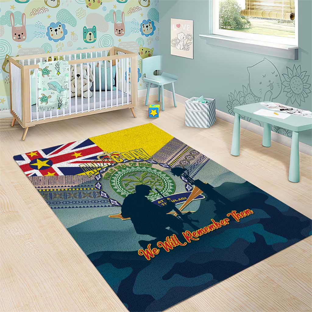 Niue ANZAC Day Area Rug We Will Remember Them Camouflage Style