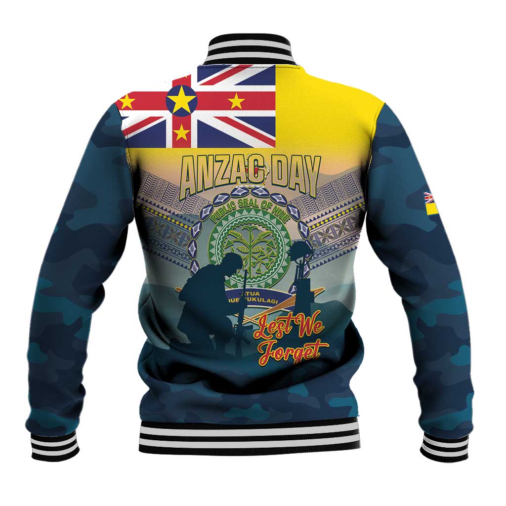 Niue ANZAC Day Baseball Jacket We Will Remember Them Camouflage Style LT14 - Polynesian Pride
