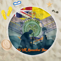 Niue ANZAC Day Beach Blanket We Will Remember Them Camouflage Style LT14 One Size 150cm Yellow - Polynesian Pride