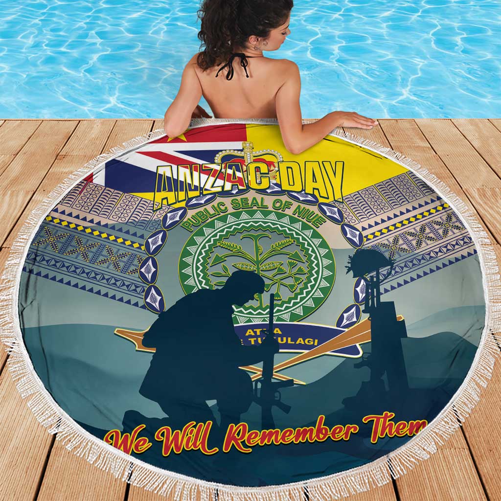 Niue ANZAC Day Beach Blanket We Will Remember Them Camouflage Style LT14 - Polynesian Pride