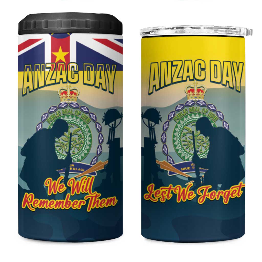 Niue ANZAC Day 4 in 1 Can Cooler Tumbler We Will Remember Them Camouflage Style LT14 One Size: 16 oz Yellow - Polynesian Pride