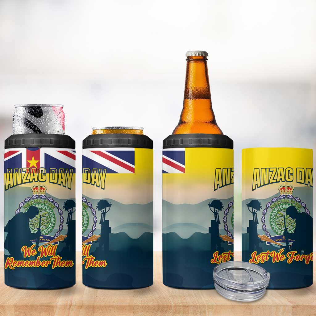 Niue ANZAC Day 4 in 1 Can Cooler Tumbler We Will Remember Them Camouflage Style LT14 - Polynesian Pride