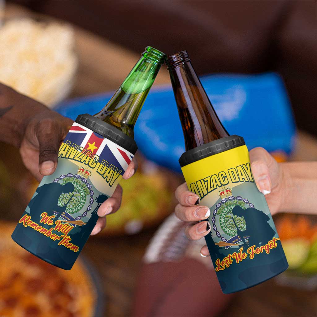 Niue ANZAC Day 4 in 1 Can Cooler Tumbler We Will Remember Them Camouflage Style LT14 - Polynesian Pride
