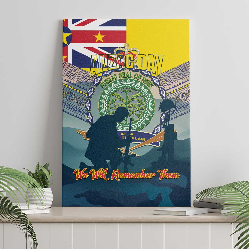 Niue ANZAC Day Canvas Wall Art We Will Remember Them Camouflage Style LT14 - Polynesian Pride