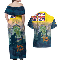 Niue ANZAC Day Couples Matching Off Shoulder Maxi Dress and Hawaiian Shirt We Will Remember Them Camouflage Style