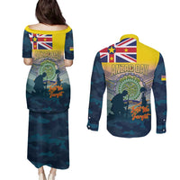 Niue ANZAC Day Couples Matching Puletasi and Long Sleeve Button Shirt We Will Remember Them Camouflage Style LT14 - Polynesian Pride