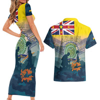 Niue ANZAC Day Couples Matching Short Sleeve Bodycon Dress and Hawaiian Shirt We Will Remember Them Camouflage Style