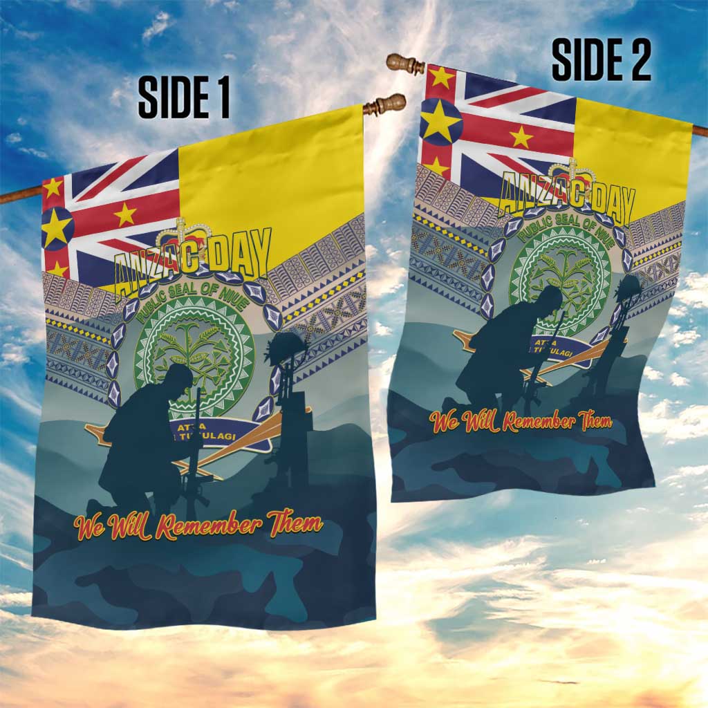 Niue ANZAC Day Garden Flag We Will Remember Them Camouflage Style LT14 - Polynesian Pride