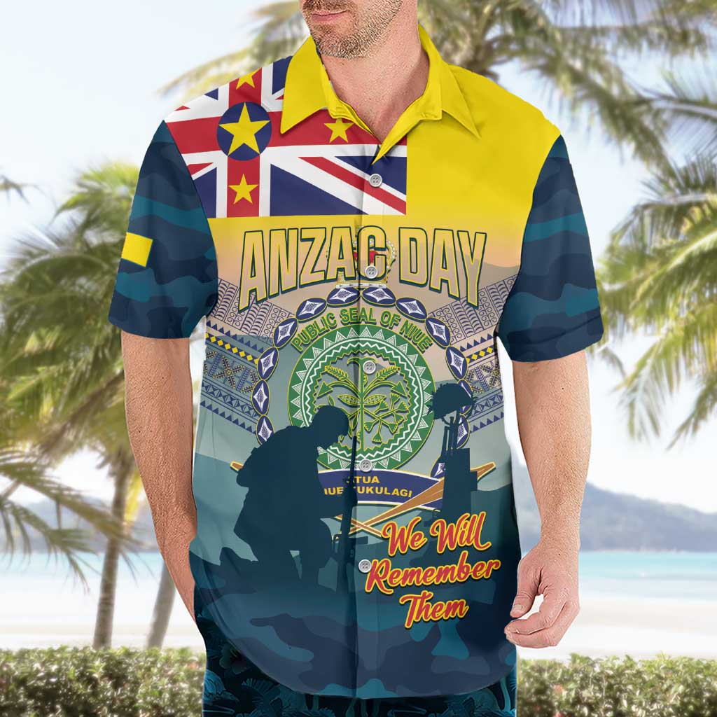 Niue ANZAC Day Hawaiian Shirt We Will Remember Them Camouflage Style LT14 - Polynesian Pride