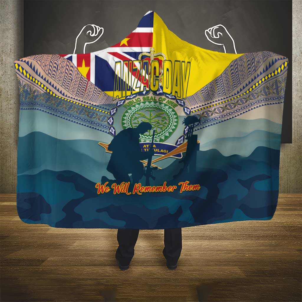 Niue ANZAC Day Hooded Blanket We Will Remember Them Camouflage Style LT14 - Polynesian Pride
