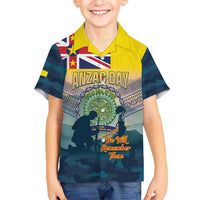 Niue ANZAC Day Kid Hawaiian Shirt We Will Remember Them Camouflage Style LT14 Kid Yellow - Polynesian Pride