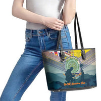 Niue ANZAC Day Leather Tote Bag We Will Remember Them Camouflage Style