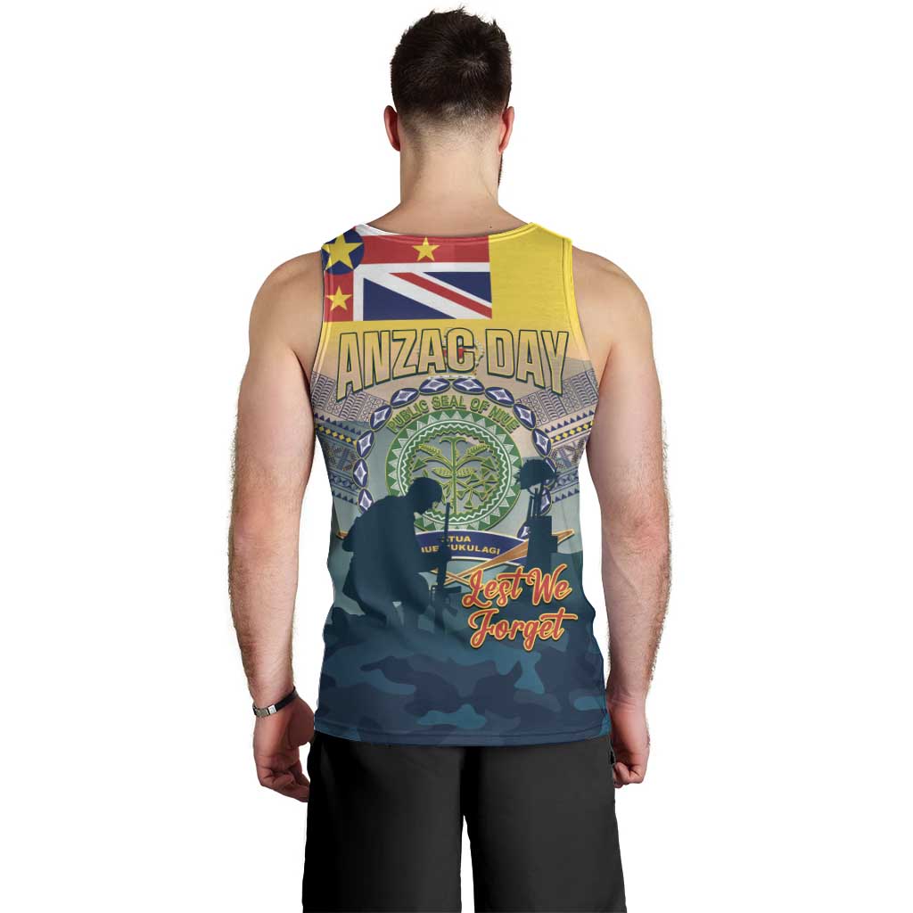 Niue ANZAC Day Men Tank Top We Will Remember Them Camouflage Style