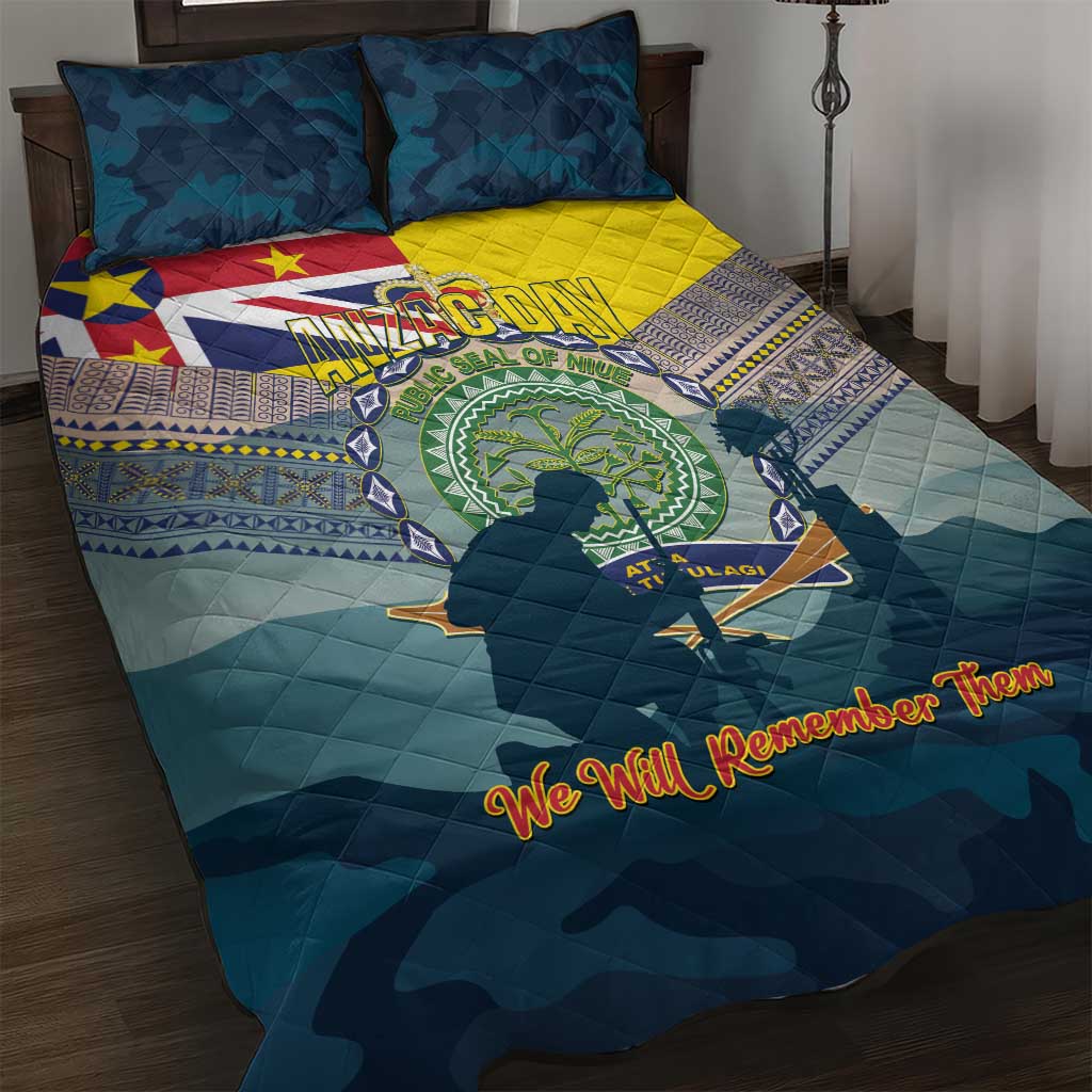 Niue ANZAC Day Quilt Bed Set We Will Remember Them Camouflage Style LT14 Yellow - Polynesian Pride
