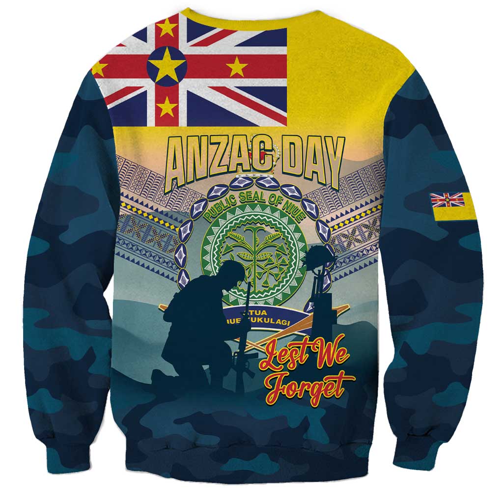 Niue ANZAC Day Sweatshirt We Will Remember Them Camouflage Style LT14 - Polynesian Pride
