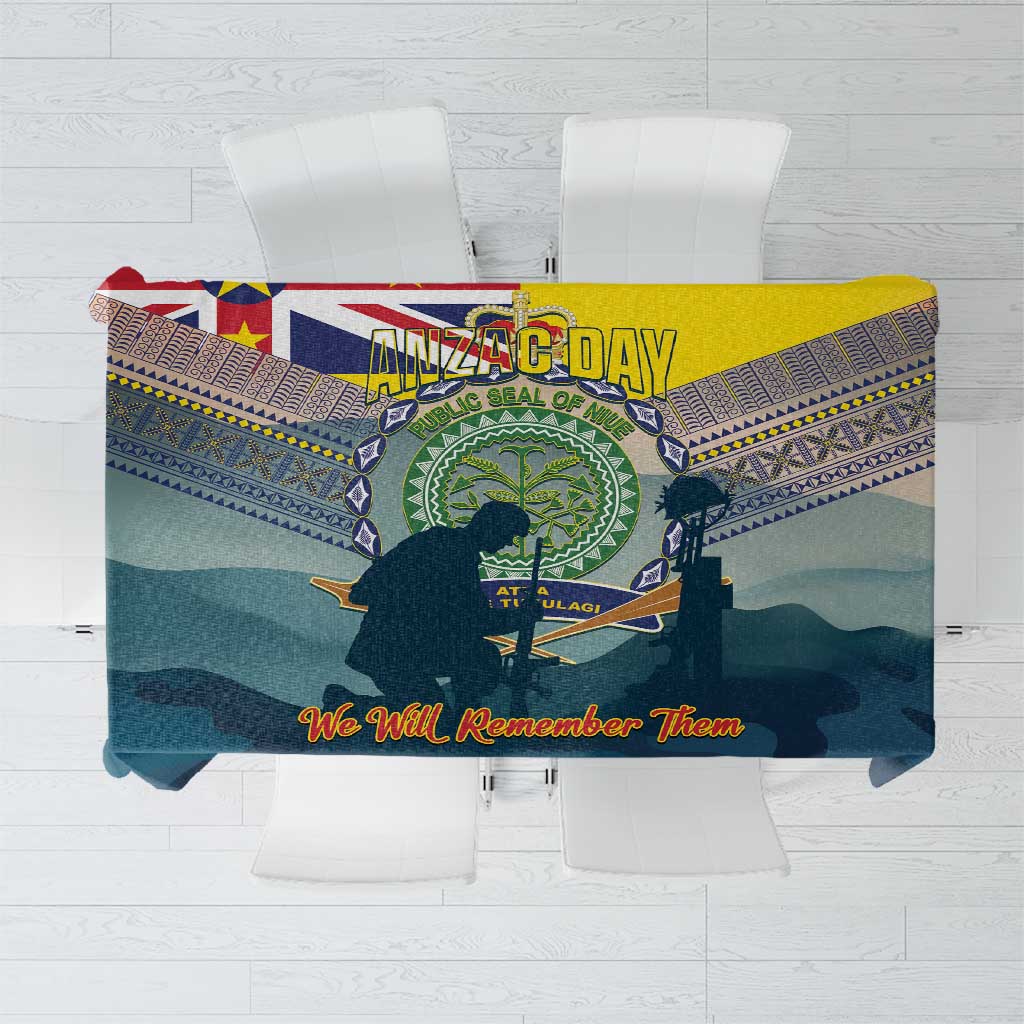 Niue ANZAC Day Tablecloth We Will Remember Them Camouflage Style LT14 Yellow - Polynesian Pride