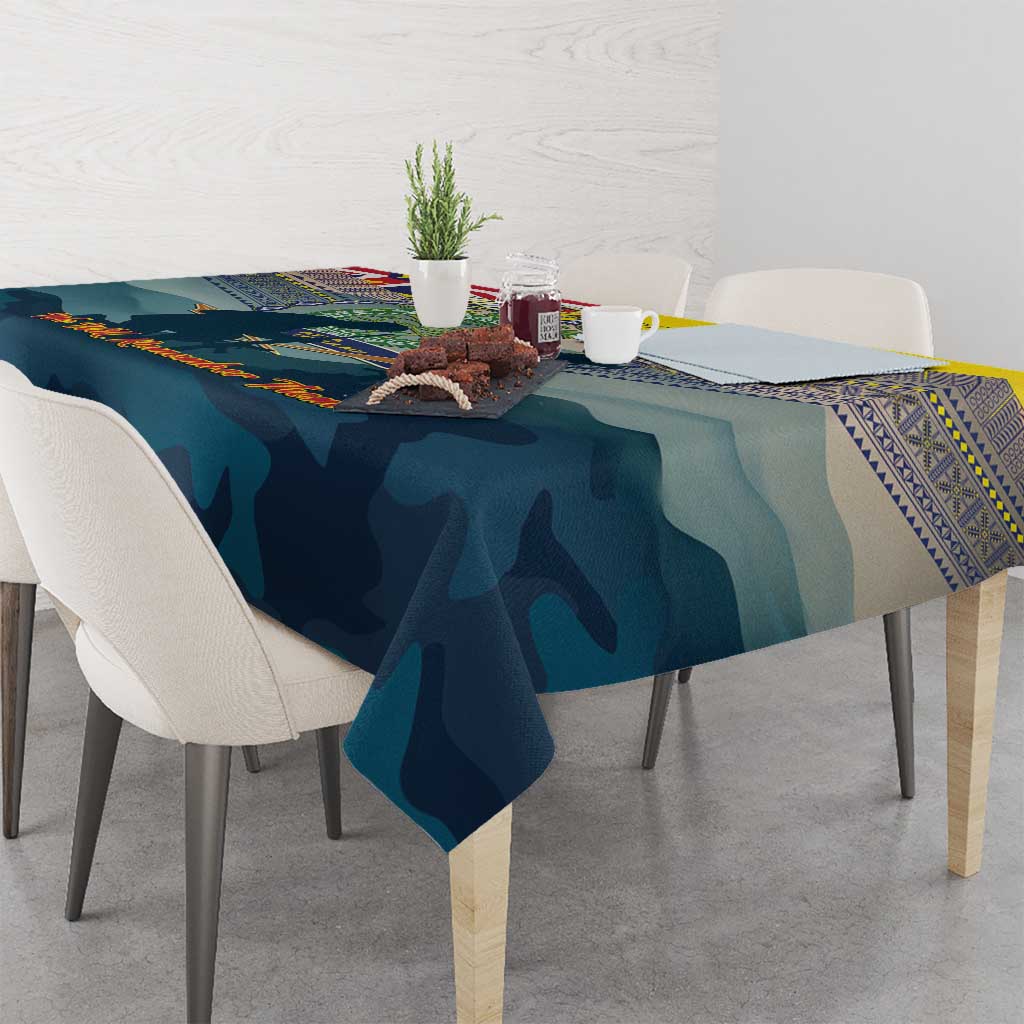 Niue ANZAC Day Tablecloth We Will Remember Them Camouflage Style LT14 - Polynesian Pride