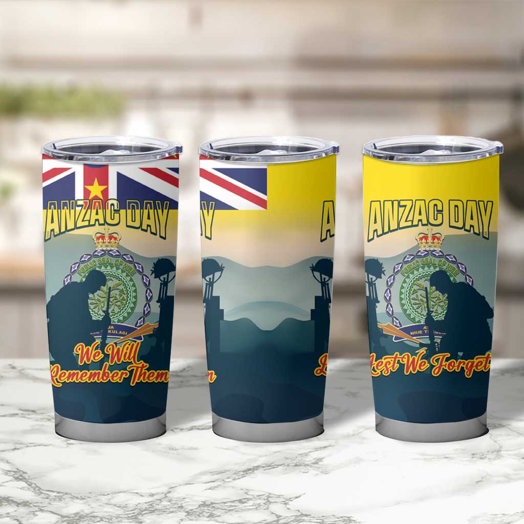 Niue ANZAC Day Tumbler Cup We Will Remember Them Camouflage Style
