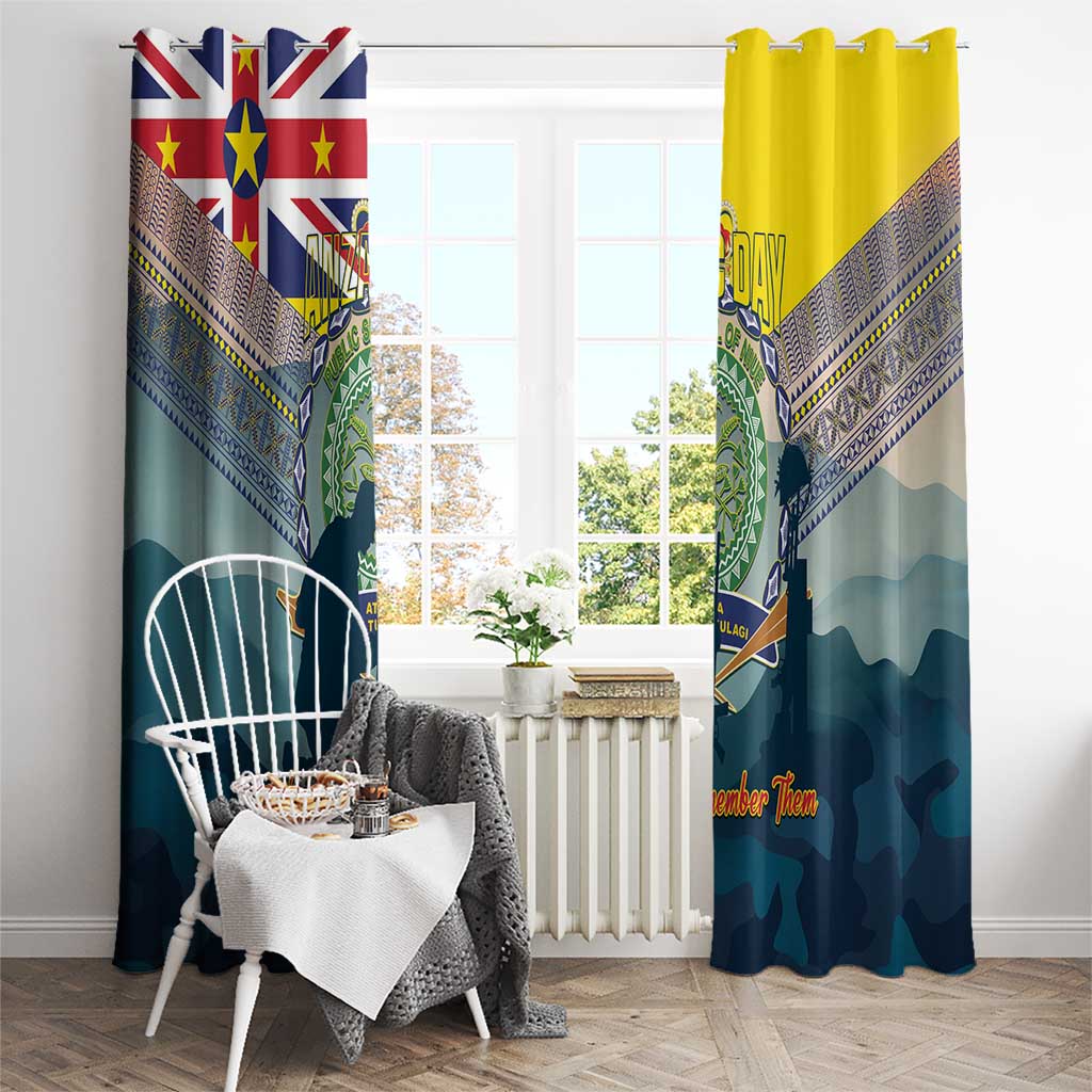 Niue ANZAC Day Window Curtain We Will Remember Them Camouflage Style LT14 - Polynesian Pride