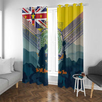 Niue ANZAC Day Window Curtain We Will Remember Them Camouflage Style LT14 With Grommets Yellow - Polynesian Pride