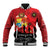 Tonga ANZAC Day Baseball Jacket Ngatu Pattern We Will Remember Them