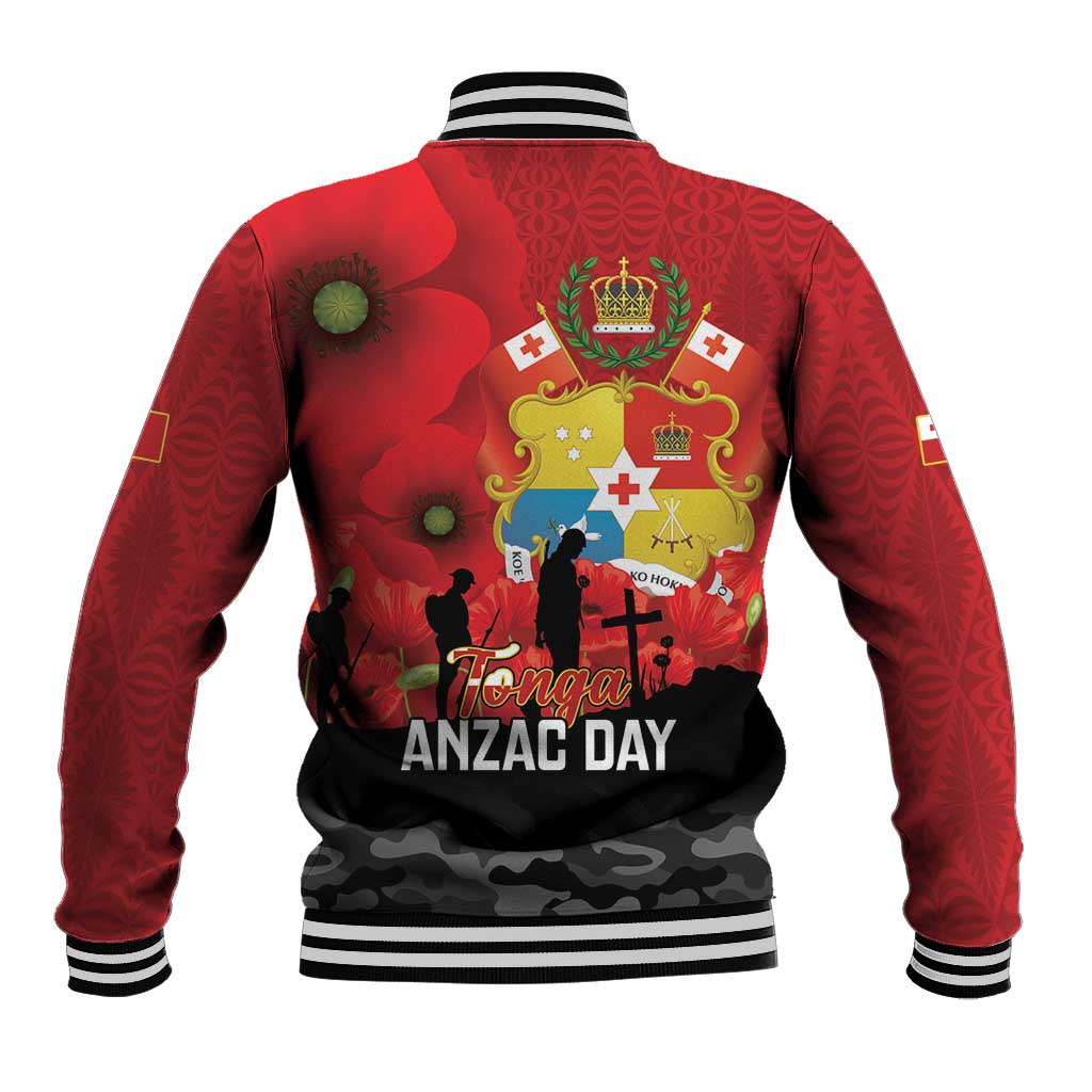 Tonga ANZAC Day Baseball Jacket Ngatu Pattern We Will Remember Them LT14 - Polynesian Pride