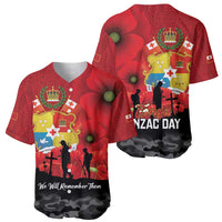 Tonga ANZAC Day Baseball Jersey Ngatu Pattern We Will Remember Them