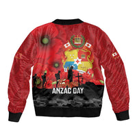 Tonga ANZAC Day Bomber Jacket Ngatu Pattern We Will Remember Them