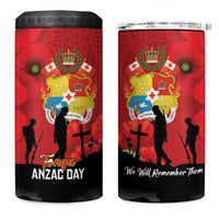 Tonga ANZAC Day 4 in 1 Can Cooler Tumbler Ngatu Pattern We Will Remember Them LT14 One Size: 16 oz Red - Polynesian Pride