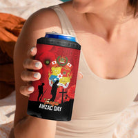 Tonga ANZAC Day 4 in 1 Can Cooler Tumbler Ngatu Pattern We Will Remember Them LT14 - Polynesian Pride