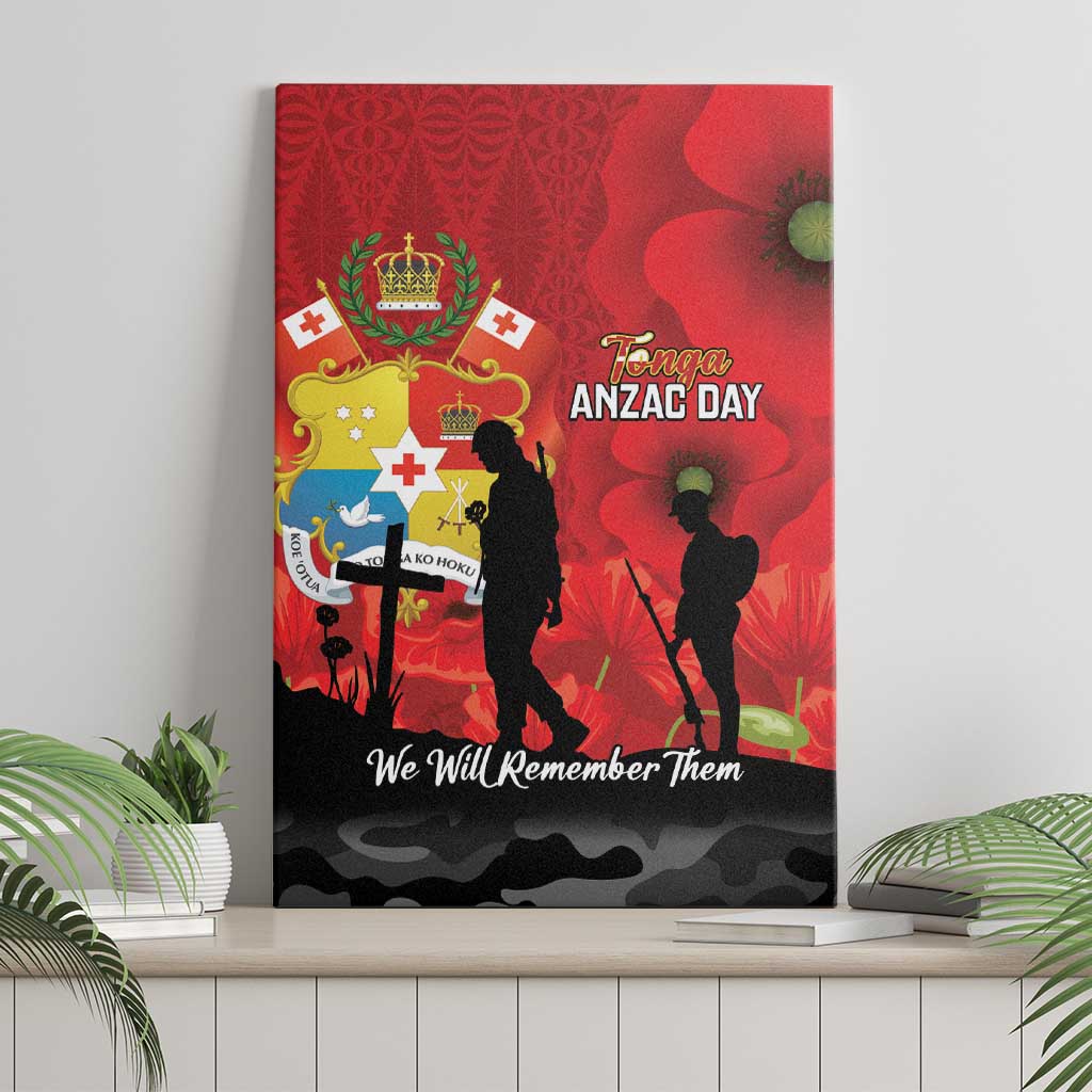 Tonga ANZAC Day Canvas Wall Art Ngatu Pattern We Will Remember Them LT14 - Polynesian Pride