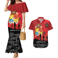 Tonga ANZAC Day Couples Matching Mermaid Dress and Hawaiian Shirt Ngatu Pattern We Will Remember Them LT14 Red - Polynesian Pride