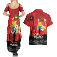 Tonga ANZAC Day Couples Matching Summer Maxi Dress and Hawaiian Shirt Ngatu Pattern We Will Remember Them LT14 - Polynesian Pride