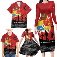 Tonga ANZAC Day Family Matching Long Sleeve Bodycon Dress and Hawaiian Shirt Ngatu Pattern We Will Remember Them