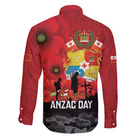 Tonga ANZAC Day Family Matching Long Sleeve Bodycon Dress and Hawaiian Shirt Ngatu Pattern We Will Remember Them