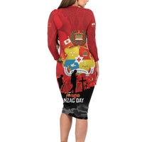 Tonga ANZAC Day Family Matching Long Sleeve Bodycon Dress and Hawaiian Shirt Ngatu Pattern We Will Remember Them