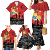 Tonga ANZAC Day Family Matching Mermaid Dress and Hawaiian Shirt Ngatu Pattern We Will Remember Them