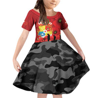 Tonga ANZAC Day Family Matching Off Shoulder Short Dress and Hawaiian Shirt Ngatu Pattern We Will Remember Them