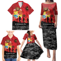 Tonga ANZAC Day Family Matching Puletasi and Hawaiian Shirt Ngatu Pattern We Will Remember Them