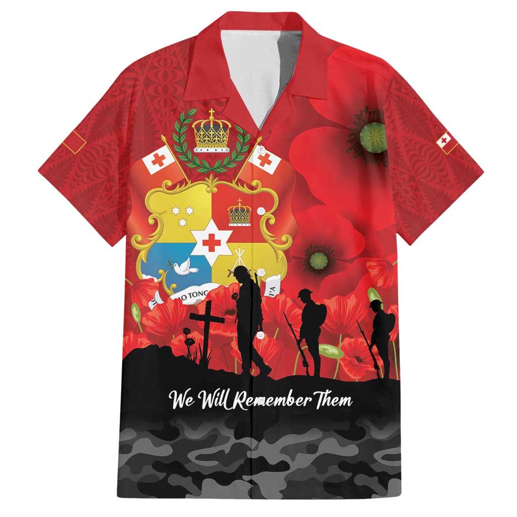 Tonga ANZAC Day Family Matching Puletasi and Hawaiian Shirt Ngatu Pattern We Will Remember Them