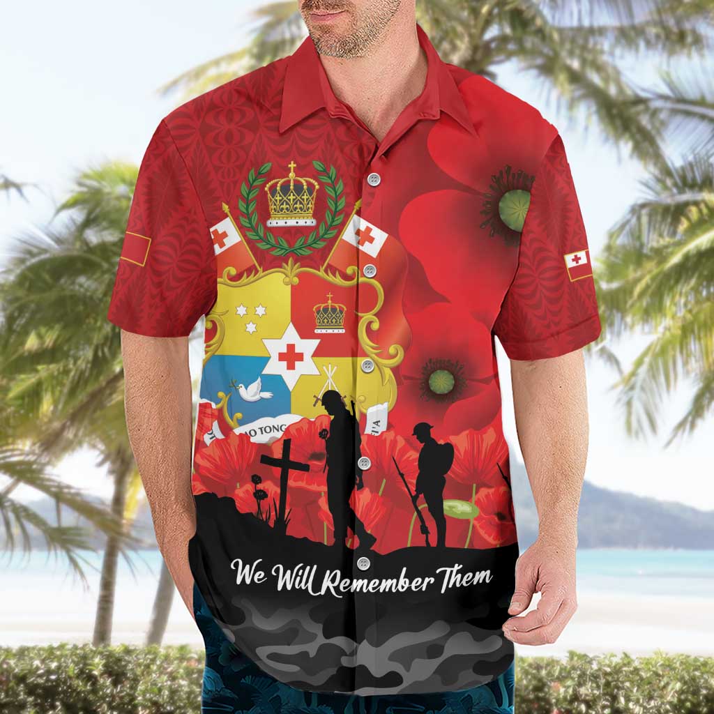 Tonga ANZAC Day Hawaiian Shirt Ngatu Pattern We Will Remember Them LT14 - Polynesian Pride
