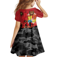 Tonga ANZAC Day Kid Short Sleeve Dress Ngatu Pattern We Will Remember Them LT14 - Polynesian Pride