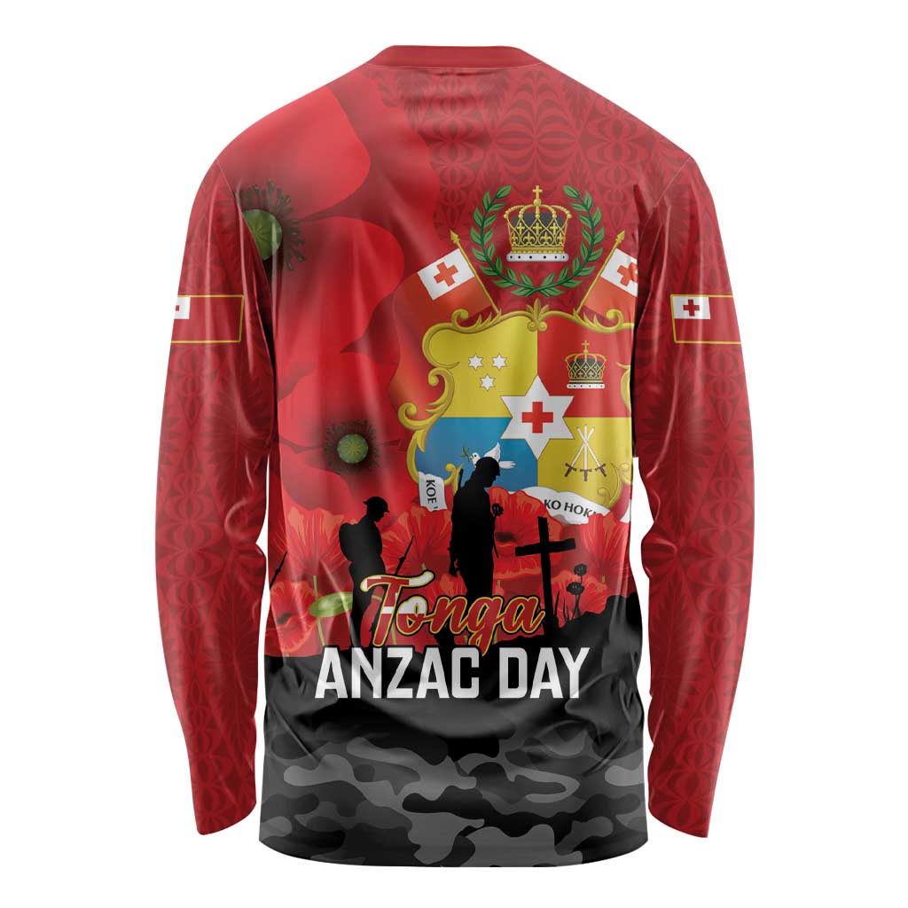 Tonga ANZAC Day Long Sleeve Shirt Ngatu Pattern We Will Remember Them LT14 - Polynesian Pride