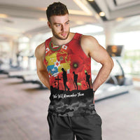 Tonga ANZAC Day Men Tank Top Ngatu Pattern We Will Remember Them LT14 Red - Polynesian Pride