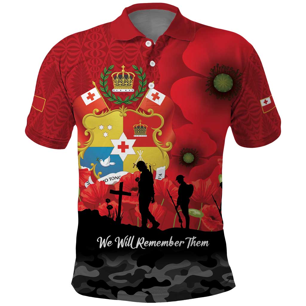 Tonga ANZAC Day Polo Shirt Ngatu Pattern We Will Remember Them