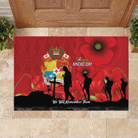 Tonga ANZAC Day Rubber Doormat Ngatu Pattern We Will Remember Them LT14 Red - Polynesian Pride